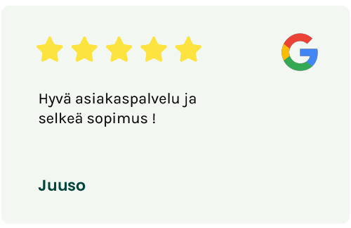 arvostelu-juuso-google_1 Viiden tähden Google-arvostelu Nordic Green Energylle. Hyvä asiakaspalvelu ja selkeä sopimus! Lähettäjä Juuso.
