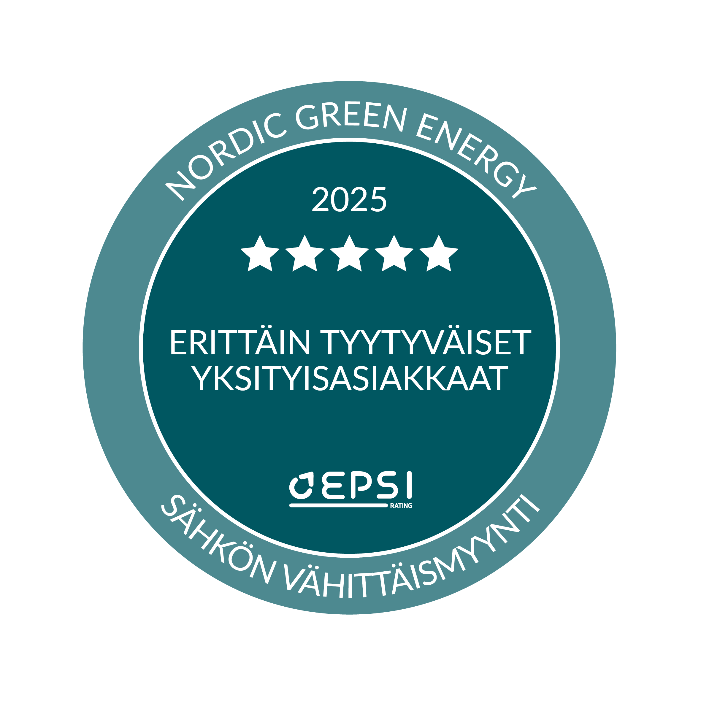 Ympyrä, jossa lukee Erittäin tyytyväiset yksityisasiakkaat.